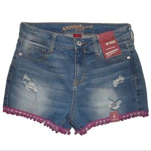 Arizona Jeans Womens Hi Rise Worn Look Jean Shorts
